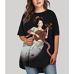 Women's Plus Size Dress T Shirt Dress Tee Dress Short Mini Dress Half Sleeve Graphic Portrait Print Basic Fall Spring Summer Black XL XXL 3XL 4XL 5XL Lightinthebox