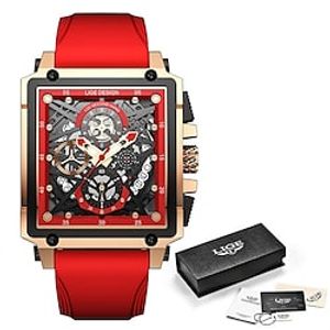 LIGE Classic Mens Watches Fashion Waterproof Silicone Hollow Quartz Wrist Watch For Men Casual Square Sport Watch Montre Homme miniinthebox