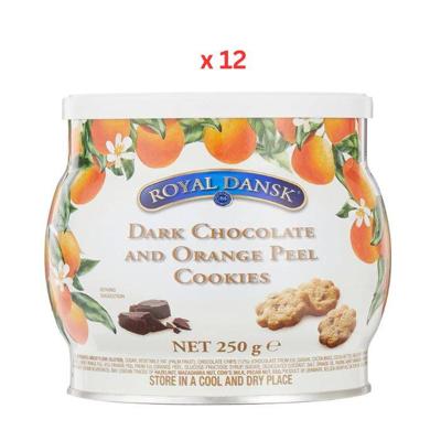 Royal Dansk Dark Chocolate & Orange Peel Cookies 12X250G