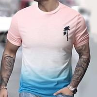 Men's Gradient Coconut Tree T shirt Tee Crew Neck Clothing Apparel 3D Print Outdoor Short Sleeve Bohemia Fashion Lightinthebox - thumbnail