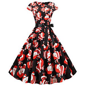 Santa Suit Flapper Dress Dress Adults' Women's Vintage Festival Christmas Halloween New Year Festival  Holiday Terylene Black Women's Easy Carnival Costumes Christmas  Belt Lightinthebox