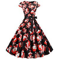 Santa Suit Flapper Dress Dress Adults' Women's Vintage Festival Christmas Halloween New Year Festival  Holiday Terylene Black Women's Easy Carnival Costumes Christmas  Belt Lightinthebox - thumbnail