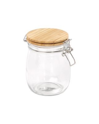 Tala 700ML Glass Jar with Bamboo Clip Top Lid Stainless Steel Clips & Clear Silicone Seals Tala 700ML Glass Jar with Bamboo Clip Top Lid Stainless Steel Clips & Clear Silicone Seals