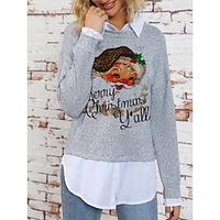 Women's Ugly Christmas Sweater Pullover Sweater Jumper Crew Neck Ribbed Knit Polyester Knitted Print Fall Winter Regular Outdoor Christmas Holiday Daily Stylish Casual Long Sleeve Leopard Letter Lightinthebox - thumbnail