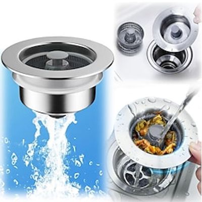 3-in-1 Stainless Steel Sink Aid Kitchen Sink Drain Strainer Stainless Steel Kitchen Sink Stopper, Sink Stopper Kitchen Drain, Kitchen Sink Drain Basket, Kitchen Sink Drain Strainer, 3-1/2'' Lightinthebox