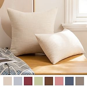 Solid Color Cotton Linen Pillowcase Pillow Cover Solid Colored Simple Square Seamed Traditional Classic miniinthebox