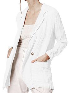 Stylish Casual Solid Color Loose Pocket Cardigan Suit Jacket