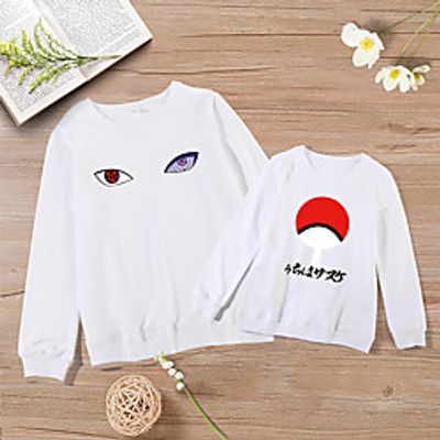 Dad and Son Tops Cartoon Graphic Print White Red Long Sleeve Active Matching Outfits miniinthebox