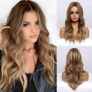 Synthetic Wig Curly Body Wave Middle Part Side Part Wig Very Long Brown Synthetic Hair 24 inch Women's Cosplay Fashion Middle Part Brown BLONDE UNICORN / African American Wig miniinthebox