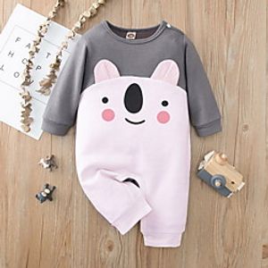 Baby Boys' Basic Animal Print Long Sleeve Romper Gray miniinthebox