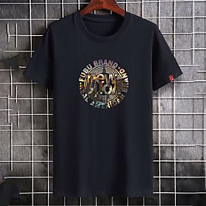 Men's Unisex Tee T shirt Hot Stamping Graphic Prints Letter Plus Size Print Short Sleeve Casual Tops Cotton Basic Fashion Designer Big and Tall White Black Dark Gray miniinthebox