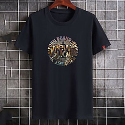 Men's Unisex Tee T shirt Hot Stamping Graphic Prints Letter Plus Size Print Short Sleeve Casual Tops Cotton Basic Fashion Designer Big and Tall White Black Dark Gray miniinthebox