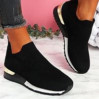 Women's Trainers Athletic Shoes Wedge Heel Round Toe Tissage Volant Solid Colored White Red Black miniinthebox - thumbnail