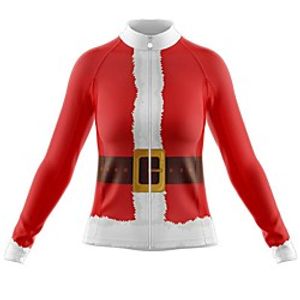 21Grams Women's Long Sleeve Cycling Jersey Spandex Polyester Red 3D Santa Claus Bike Jersey Top Mountain Bike MTB Road Bike Cycling Quick Dry Moisture Wicking Breathable Sports Clothing Apparel miniinthebox