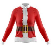 21Grams Women's Long Sleeve Cycling Jersey Spandex Polyester Red 3D Santa Claus Bike Jersey Top Mountain Bike MTB Road Bike Cycling Quick Dry Moisture Wicking Breathable Sports Clothing Apparel miniinthebox - thumbnail