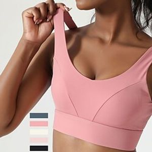 Women's Sports Bra Medium Support Open Back Wireless Solid Color Black Light Pink Yoga Fitness Gym Workout Bra Top Sport Activewear Breathable Quick Dry Comfortable Stretchy Slim Lightinthebox