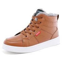 Men Leather Plush Lining Lace Up Warm Casual Shoes