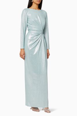 Metallic Draped Dress