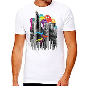Men's Unisex Tee T shirt Hot Stamping Graphic Prints City Landscape Plus Size Print Short Sleeve Casual Tops Cotton Basic Designer Big and Tall White miniinthebox