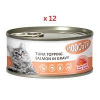 Moochie Adult Tuna Topping Salmon 85G Can (Pack Of 12)