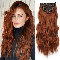 Clip in Hair Extensions for Women 20 Inch Long Wavy Curly Auburn Hair Extension Full Head Synthetic Hair Extension Hairpieces Lightinthebox Clip in Hair Extensions for Women 20 Inch Long Wavy Curly Auburn Hair Extension Full Head Synthetic Hair Extension Hairpieces Lightinthebox