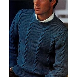 Men's Sweater Pullover Sweater Jumper Christmas Sweaters Pullover Cable Knit Knitted Plain Crew Neck Keep Warm Casual Daily Wear Vacation Clothing Apparel Fall  Winter Black Blue S M L Lightinthebox