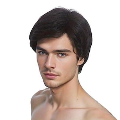 Mens Wig Short Men Wigs Black Wig with Side Bangs Layered Wig with Cap Flame Redartant Synthetic Hair Wig Natural Hair Wig for Male Daily Party Costume Cosplay Wear Lightinthebox