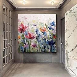 Handmade Oil Painting Canvas Wall Art Decoration Modern Abstract Flowers for Home Decor Rolled Frameless Unstretched Painting Lightinthebox