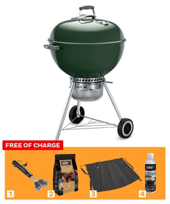 Weber 22 inch Original Kettle Premium Charcoal Grill Green with AED 249 worth of 4 Free Accessories