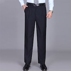 Men's Dress Pants Trousers Casual Pants Pocket Solid Color Comfort Breathable Business Casual Daily Cotton Blend Retro Vintage Formal 1 2 Stretchy Lightinthebox