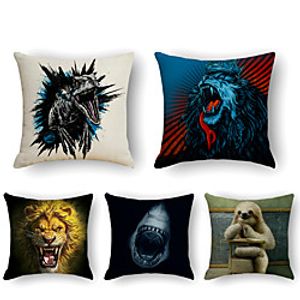 Cushion Cover 5PCS Linen Soft Print Square Throw Pillow Cover Cushion Case Pillowcase for Sofa Bedroom 45 x 45 cm (18 x 18 Inch) Superior Quality Mashine Washable miniinthebox