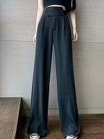 Women's Plus Size High Waist Plain Pants - thumbnail