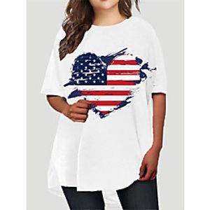 Women's Plus Size Dress T Shirt Dress Tee Dress Short Mini Dress Half Sleeve Graphic Heart Flag Print Basic Fall Spring Summer White XL XXL 3XL 4XL 5XL Lightinthebox