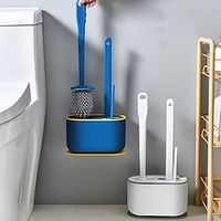 3-in-1 Plastic Toilet Brush, Plastic Toilet Brush And Holder Set, Wall Mounted Toilet Brush And Holder, No Punching Quick Drying Efficient Professional Deep Cleaning Lightinthebox - thumbnail