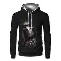 Men's Pullover Hoodie Sweatshirt Black Hooded Graphic Skeleton Print Daily Sports Streetwear Other Prints Casual Big and Tall Athletic Spring   Fall Clothing Apparel Hoodies Sweatshirts  miniinthebox - thumbnail