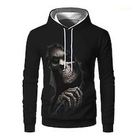 Men's Pullover Hoodie Sweatshirt Graphic Patterned Skeleton Print Hooded Daily Sports Streetwear Other Prints Casual Big and Tall Hoodies Sweatshirts  Long Sleeve Black miniinthebox - thumbnail