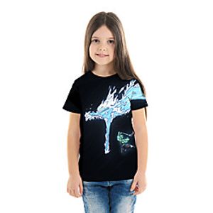Kids Girls' T shirt Tee Blouse Short Sleeve Anime Cartoon 3D Print Print Black Children Tops Summer Spring  Summer Streetwear Casual / Daily Children's Day Tailored Fit Loose miniinthebox