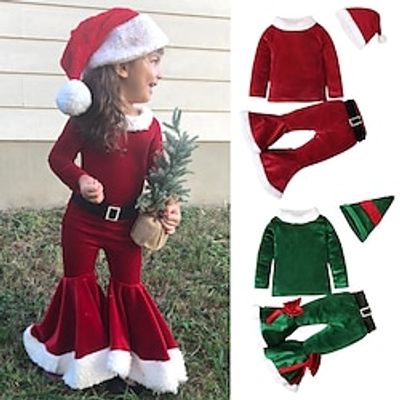 Santa Claus Elf Santa Suits Girls' Cosplay Costume Christmas Christmas Masquerade Christmas Eve Kid's Party Christmas Polyester Costume Lightinthebox