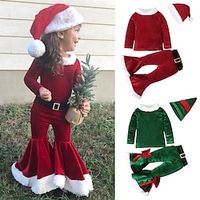 Santa Claus Elf Santa Suits Girls' Cosplay Costume Christmas Christmas Masquerade Christmas Eve Kid's Party Christmas Polyester Costume Lightinthebox - thumbnail