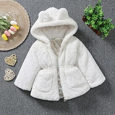 Kids Girls' Coat Outerwear Plain Long Sleeve Coat School Active Cute Black Pink Red Winter Fall 2-6 Years Lightinthebox