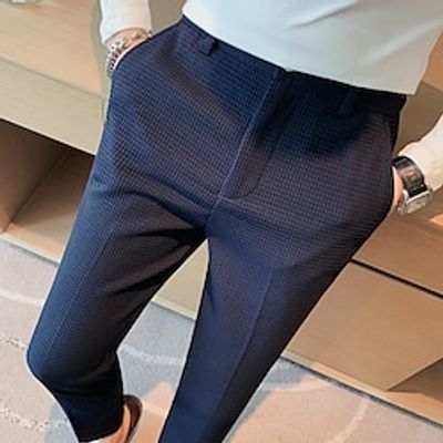 Men's Trousers Chinos Chino Pants Casual Pants Front Pocket Pleats Plain Comfort Business Daily Holiday Fashion Chic  Modern Black Army Green Stretchy Lightinthebox