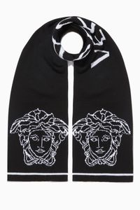 Medusa & Logo Scarf in Wool Jacquard