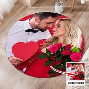 Customized Round Livingroom Rug Area Rug Add Your PhotoDesign Mat Non-Slip Oil Proof Floor Mat Bedroom Personalized Valentine Gift Custom Made Lightinthebox