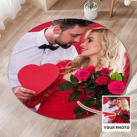 Customized Round Livingroom Rug Area Rug Add Your PhotoDesign Mat Non-Slip Oil Proof Floor Mat Bedroom Personalized Valentine Gift Custom Made Lightinthebox - thumbnail