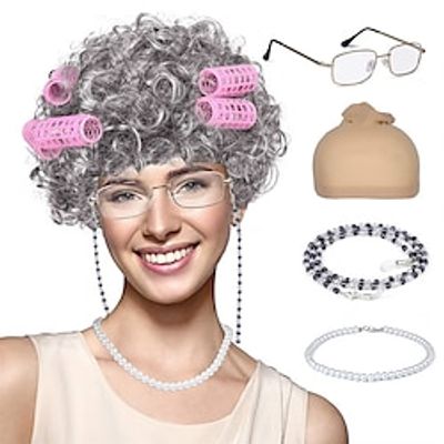 Old Lady Wig Costume for Women100 Days of School Costume for Kids GirlsGrandma Granny Costume Wig for Halloween Cosplay miniinthebox Old Lady Wig Costume for Women100 Days of School Costume for Kids GirlsGrandma Granny Costume Wig for Halloween Cosplay miniinthebox