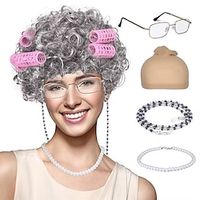Old Lady Wig Costume for Women100 Days of School Costume for Kids GirlsGrandma Granny Costume Wig for Halloween Cosplay miniinthebox - thumbnail