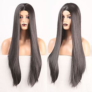 Cosplay Costume Wig Synthetic Wig Straight Natural Straight Middle Part Wig Long Black Synthetic Hair Women's Odor Free Soft Silky Black / Heat Resistant miniinthebox