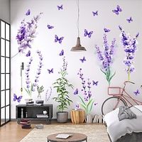 Wall Sticker,2 Sheets Purple Lavender Wall Stickers,Removable,DIY Bedroom Decoration Living Room Porch Decorative Stickers miniinthebox