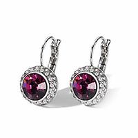 t400 jewelers blue purple pink white black crystal round lever back bella earrings graduation gift for women girls Lightinthebox - thumbnail
