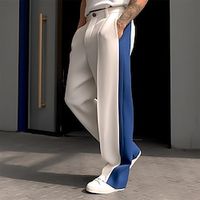 Men's Dress Pants Trousers Suit Pants Patchwork Front Pocket Straight Leg Color Block Comfort Business Daily Holiday Fashion Chic  Modern Black White miniinthebox